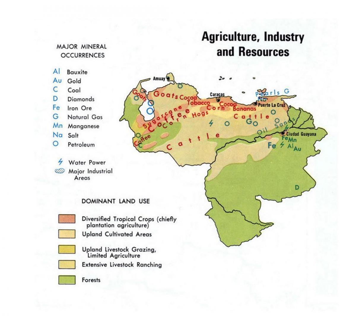 kaart van venezuela natuurlike hulpbronne