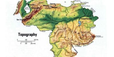 Kaart van venezuela topografiese