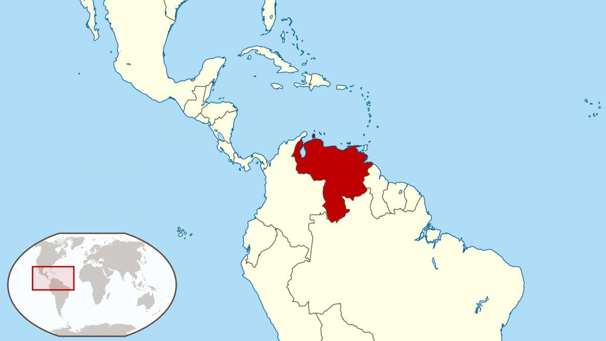 venezuela op kaart van suid-amerika