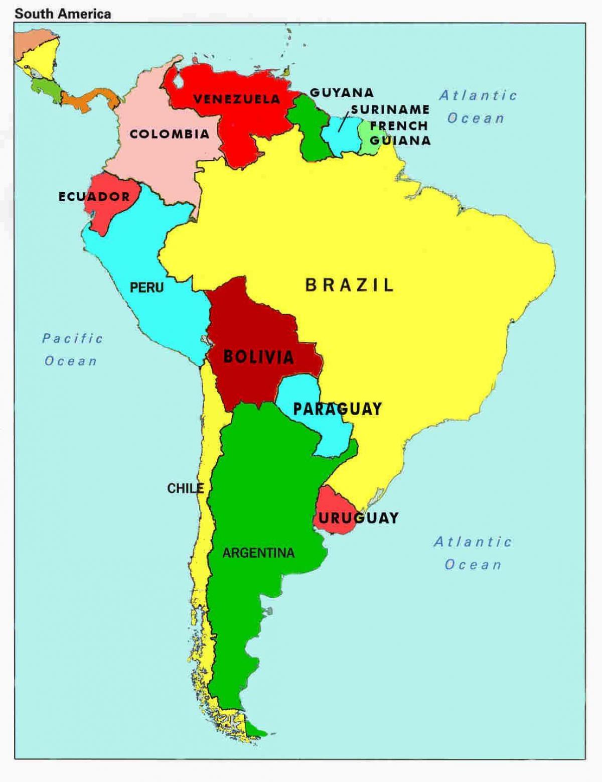 kaart van venezuela en omliggende lande