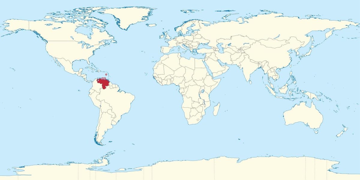 venezuela op die kaart van die wêreld