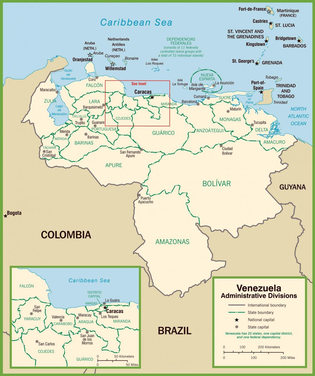 kaart van venezuela politieke