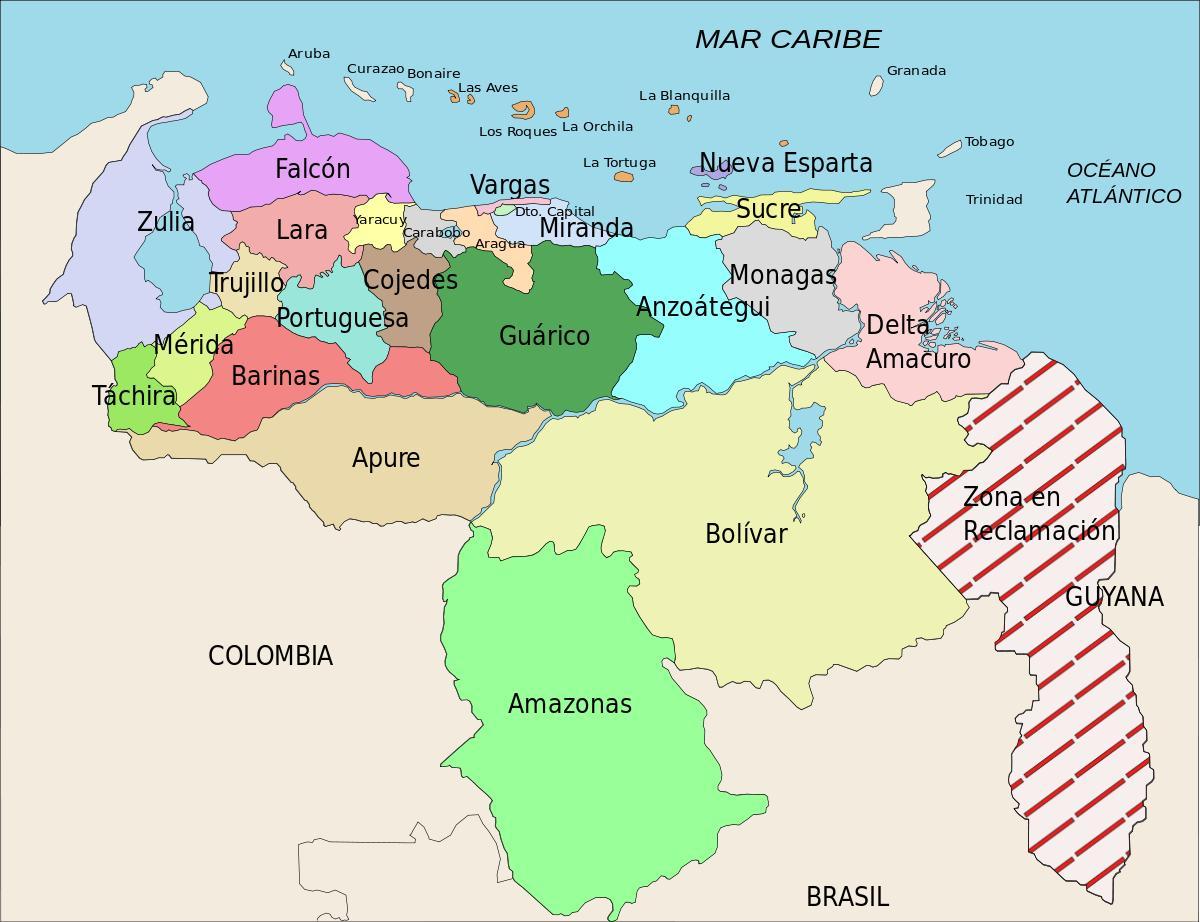 kaart van venezuela state
