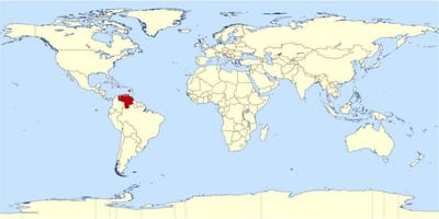 Venezuela plek in die wêreld kaart