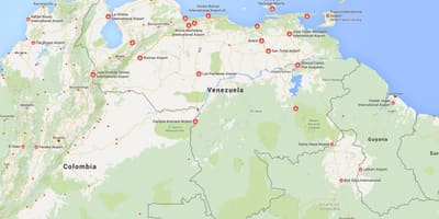 Kaart van venezuela lughawens