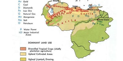 Kaart van venezuela natuurlike hulpbronne