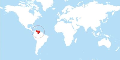 Kaart van venezuela plek op die wêreld